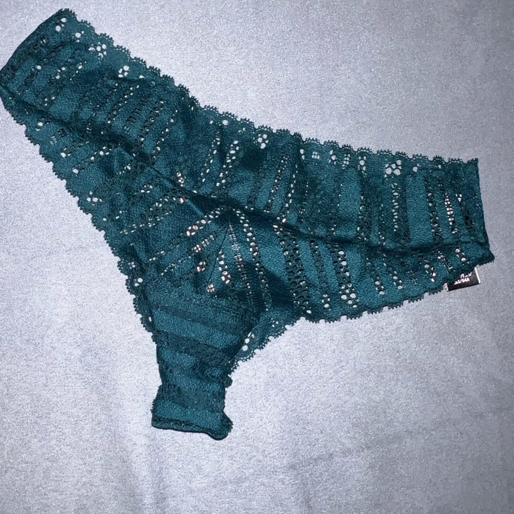 Victoria's Secret Teal Lace Briefs with Scalloped Edges